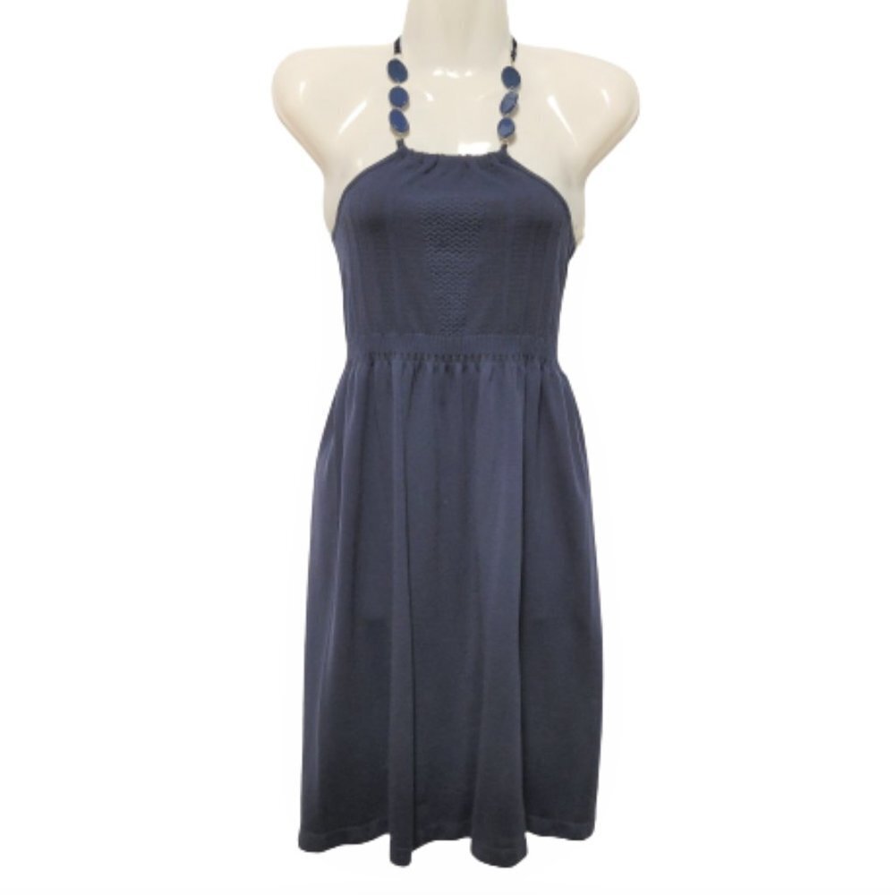 Dark Blue Halter Tie Dress  Size S